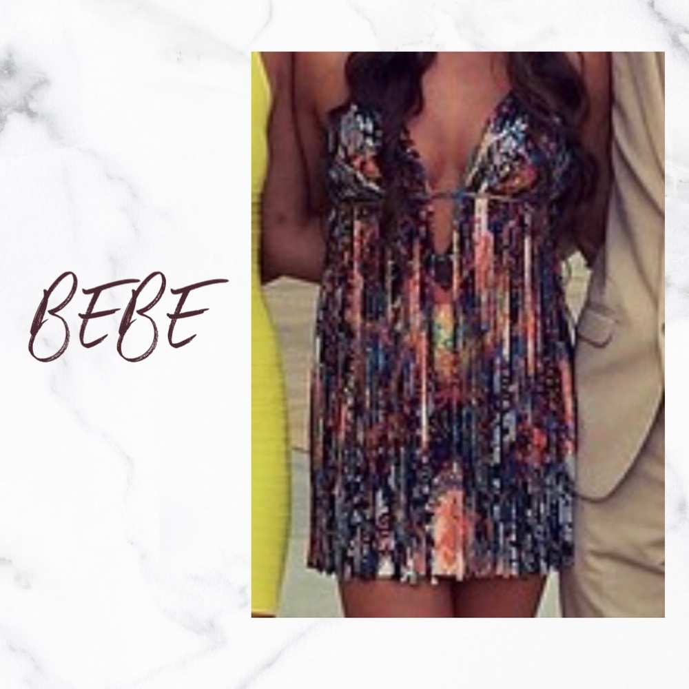 BEBE Colorful Tassel Cocktail Dress size XS